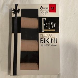 Felina NWT perfect coverage Bikini super soft modal Panties 6 pair medium